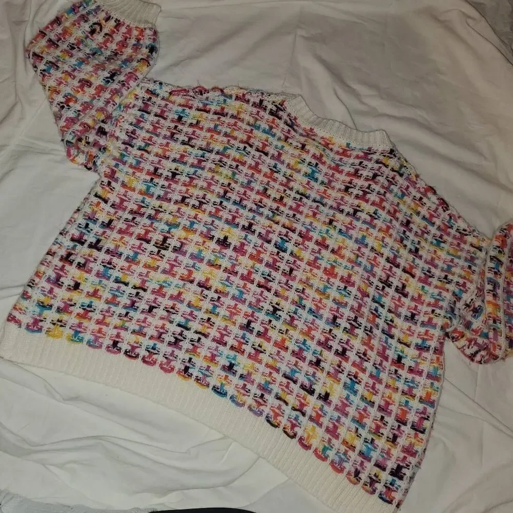 Rehab Lab Multicolor Knit Crewneck Oversized Sweater Size Large